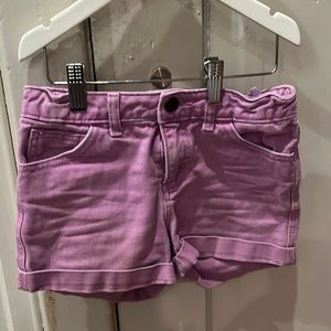 Purple denim shorts